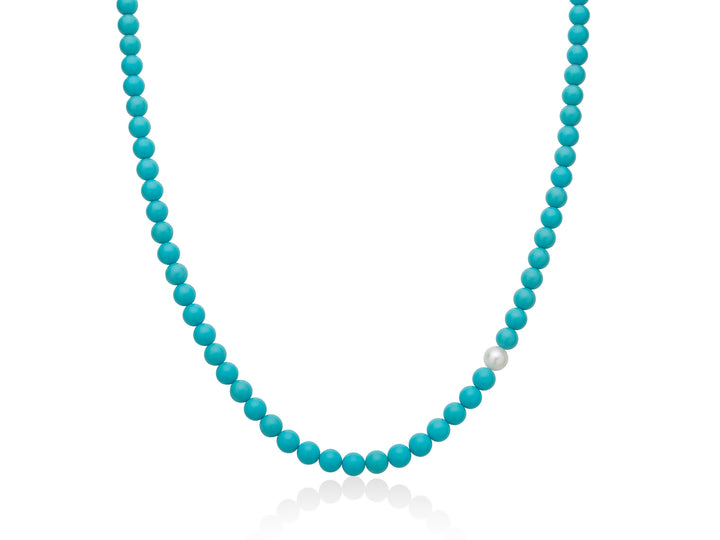Collana Donna Miluna Girocollo In Pasta Di Turchese E Perla Centrale PCL6701