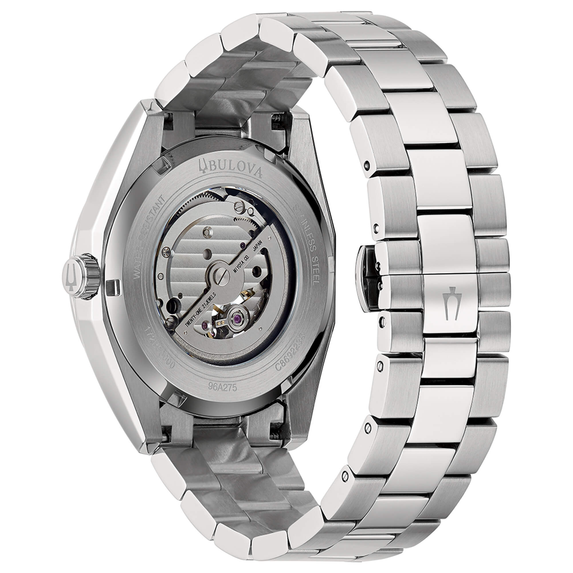 Orologio Uomo Bulova Automatico Surveyor Acciaio Bianco Open Heart 96A274