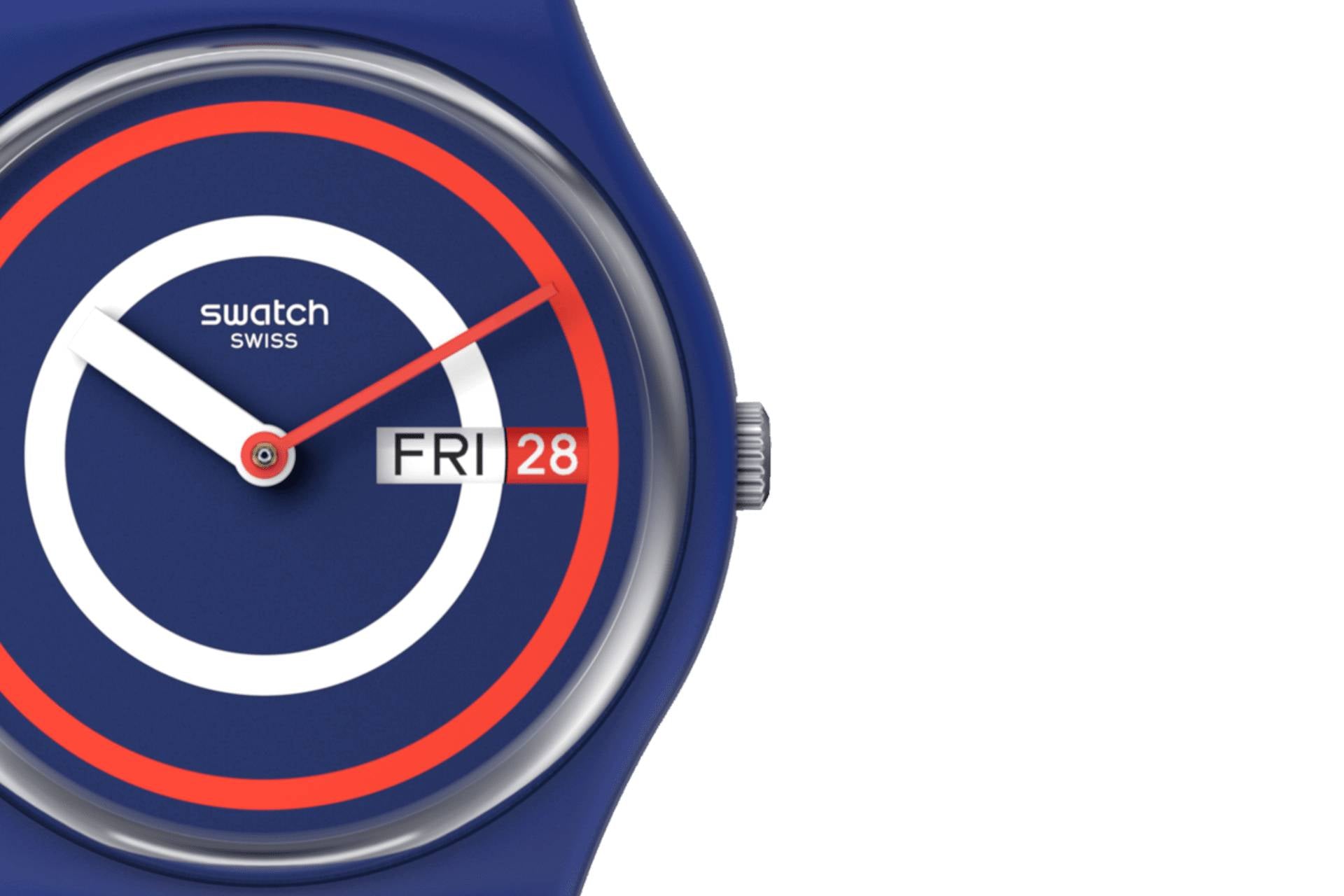 Orologio Unisex Bambino Swatch Bioceramic Cerchi Blu Quarzo Doppia Data SO28N703
