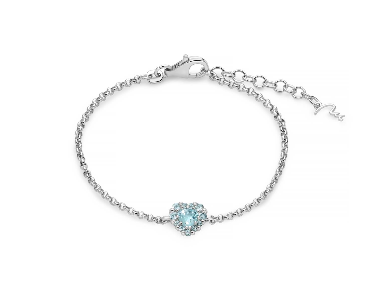 Bracciale Donna Miluna Gemma Del Cielo Argento 925 Topazio Azzurro Cuore BRD999
