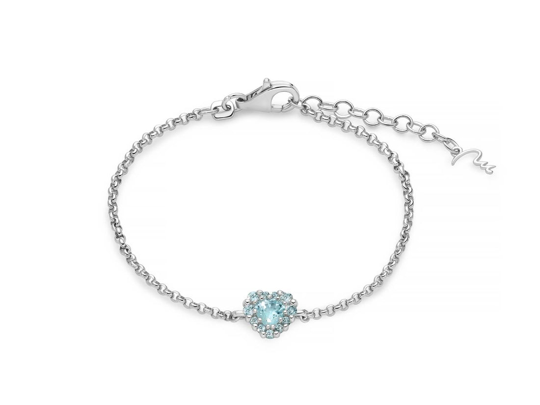 Bracciale Donna Miluna Gemma Del Cielo Argento 925 Topazio Azzurro Cuore BRD999