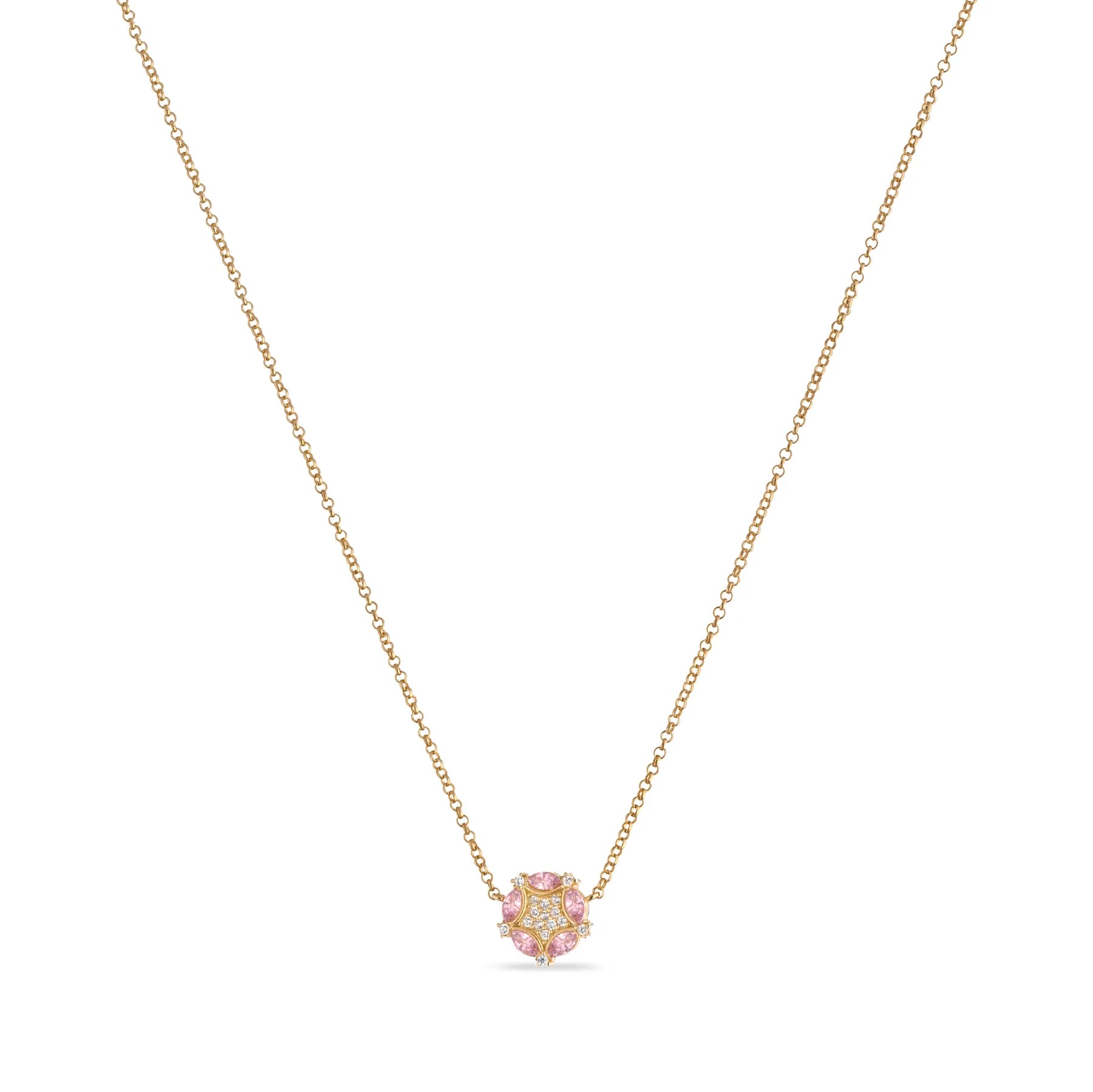 Collana Donna Laura P. Argento Dorato 925 Fiore Zirconi Rosa Bianchi CL0239GRS