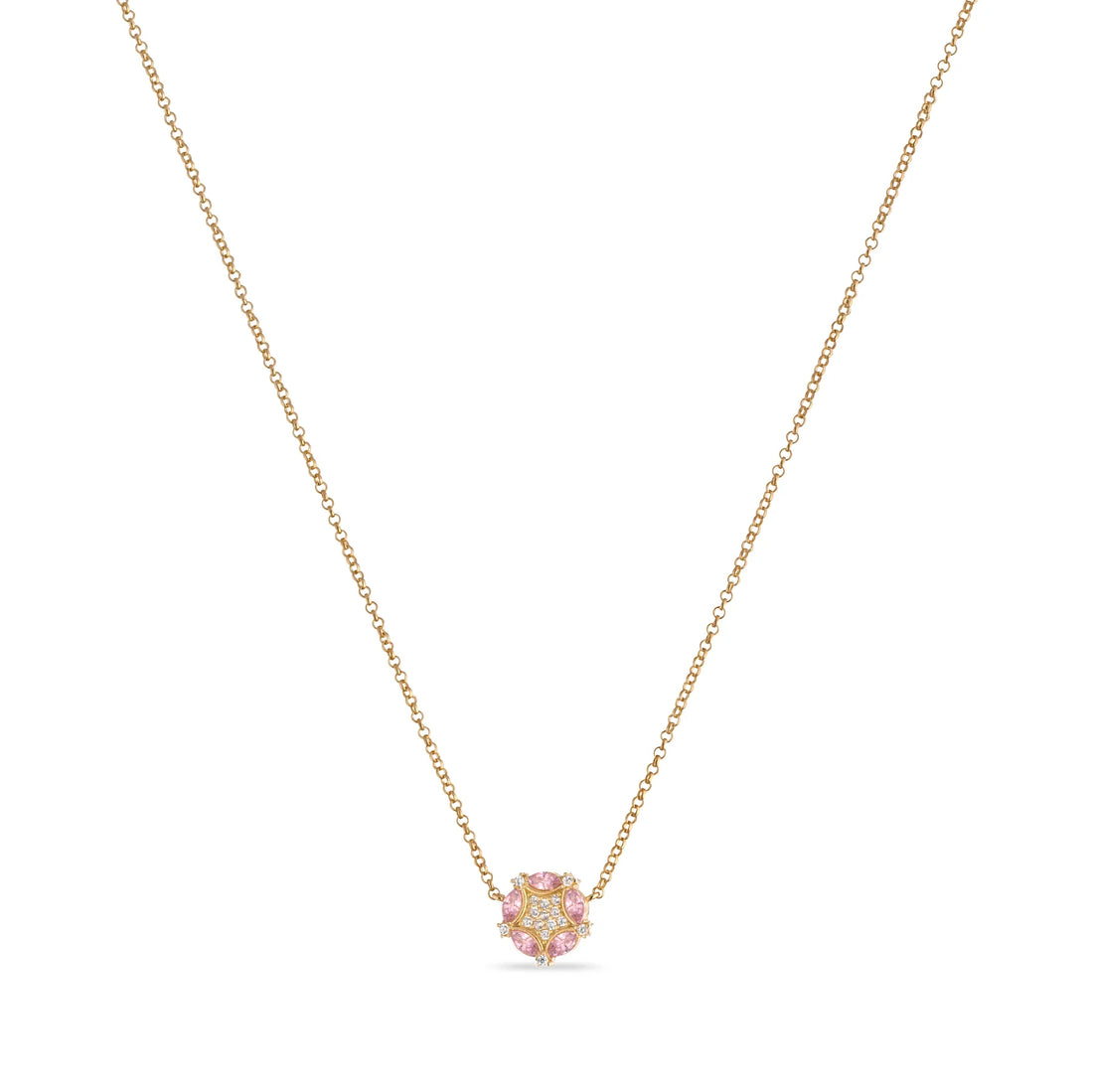 Collana Donna Laura P. Argento Dorato 925 Fiore Zirconi Rosa Bianchi CL0239GRS
