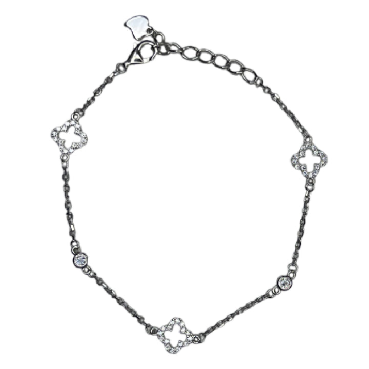 Bracciale Donna Re Mida Argento Quadrifogli Zirconi BR-Djv-9