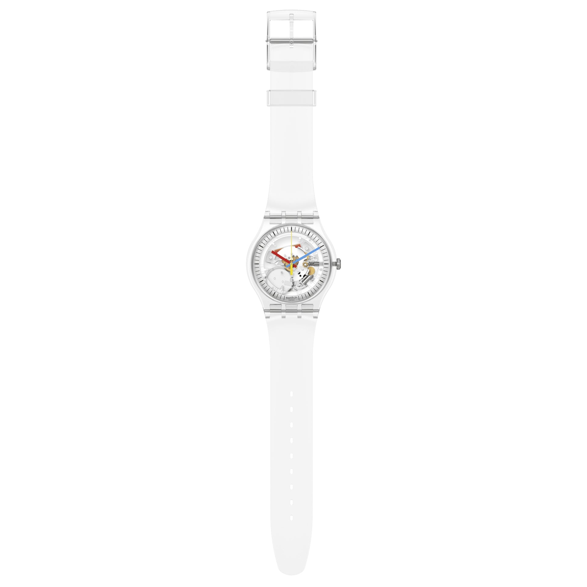 Orologio Uomo Swatch Quarzo Solo Tempo Trasparente Clearly SO29K100