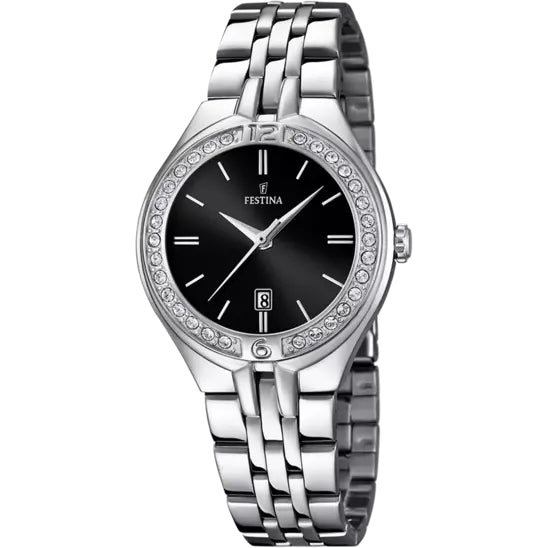 Orologio Donna Festina Acciaio Quarzo Solo Tempo Data Nero Zirconi F16867/2