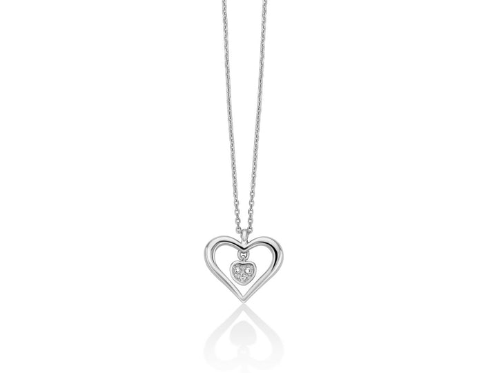 Collana Donna Miluna Girocollo Oro Bianco 9 KT e Diamanti Cuore CLD4670X