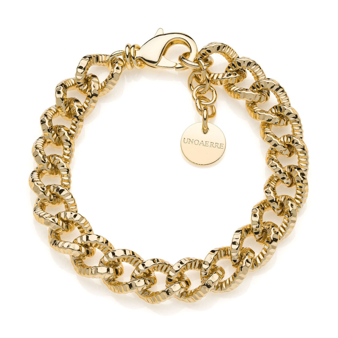 Bracciale Donna Unoaerre Bronzo Dorato Catena Maglia Groumette Diamantata 540246
