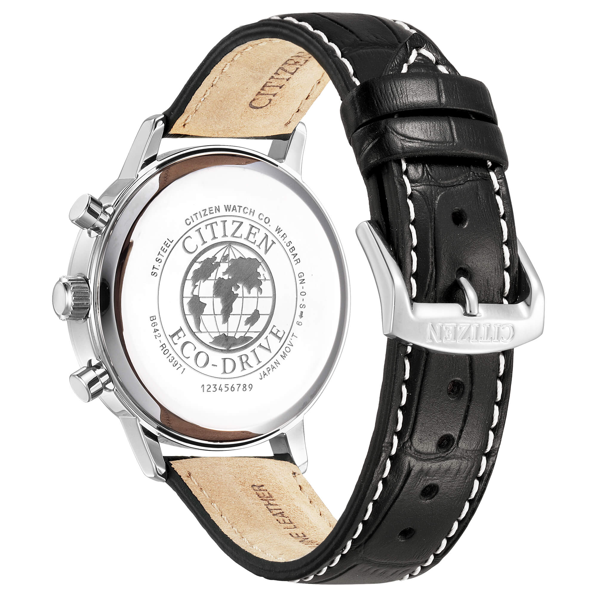 Orologio Uomo Citizen Eco-Drive Cronografo Nero Pelle CA7061-18E