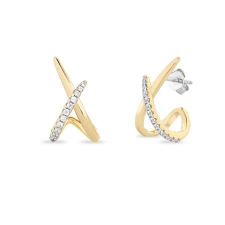 Orecchini Incrocio Donna Laura P. Argento 925 Dorato Zirconi Bianchi OR0261GB