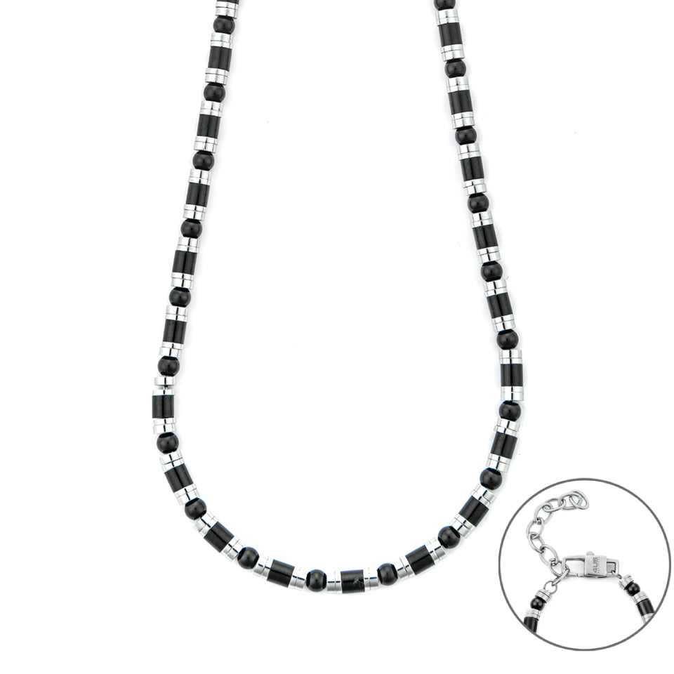 Collana Uomo 4US Cesare Paciotti Acciaio Biglie Nere 4UCL7529