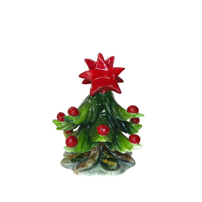 Albero di Natale Capodimonte Radici Palline Rosse Stella 9 cm CAP16