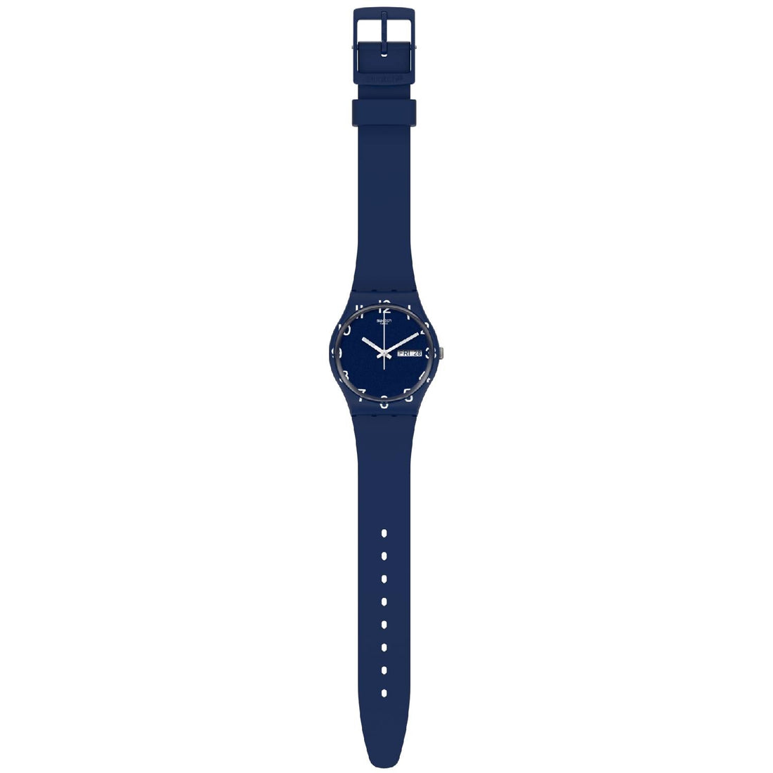 Orologio Donna Gomma Resina Swatch Quarzo Solo Tempo Doppia Data Blu GN726