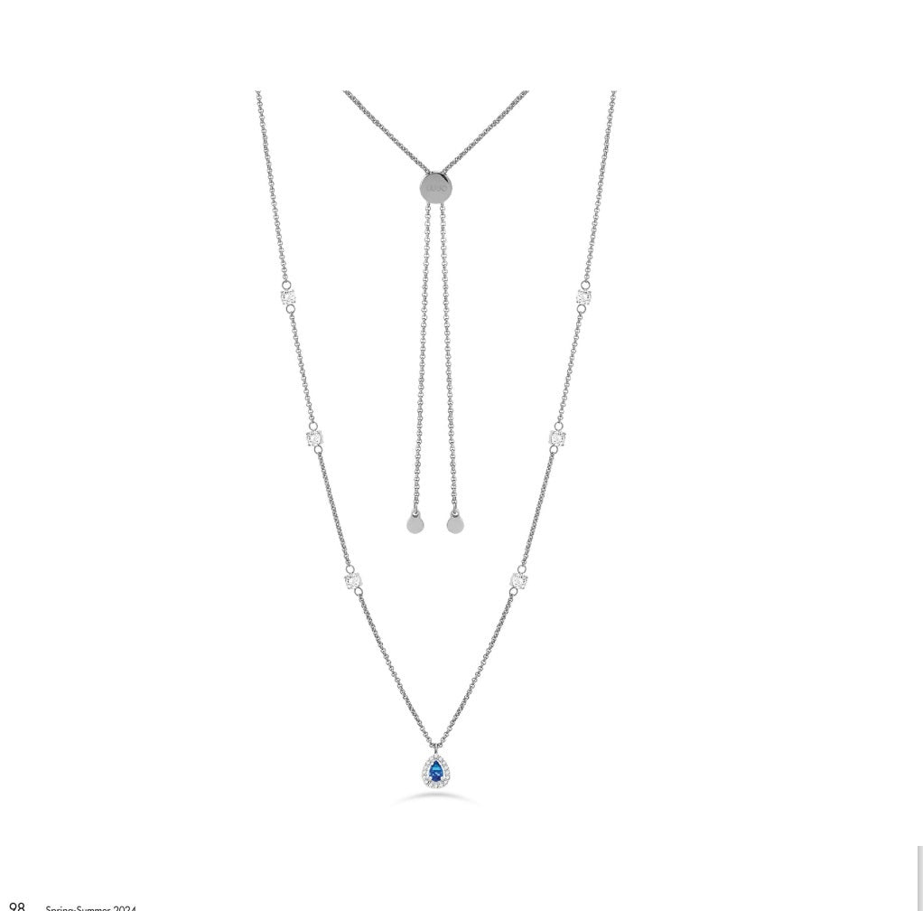 Collana Donna Liu Jo Acciaio Catena Rollò con pietra blu a goccia LJ2275