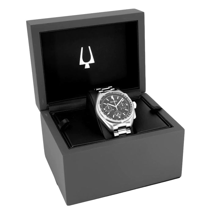 Orologio Uomo Bulova Quarzo Cronografo Lunar Pilot Nero Acciaio Data 96B258