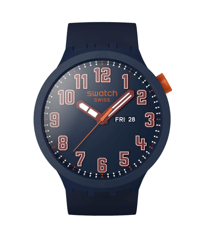 Orologio Uomo Swatch ESSENTIALLY CONFIDENT Quarzo Data Blu SB01S700
