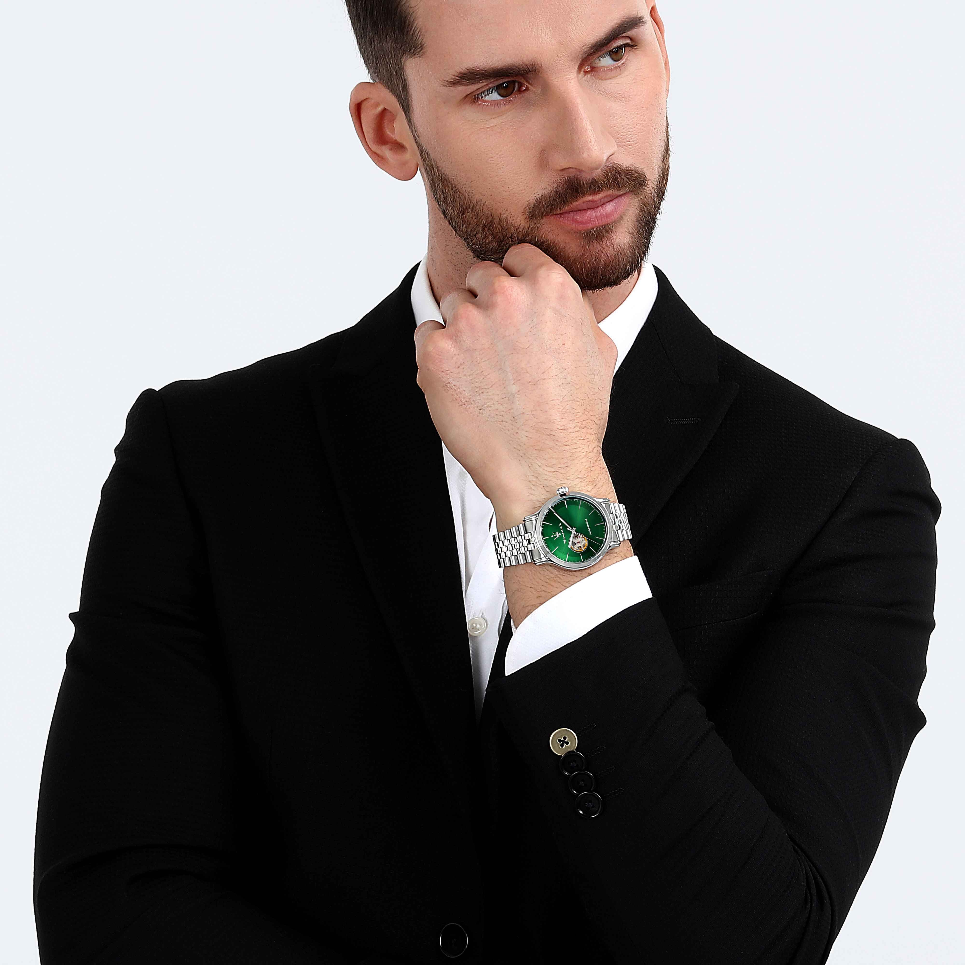 Orologio Uomo Maserati Acciaio Open Heart Verde Automatico Solo Tempo R8823118010
