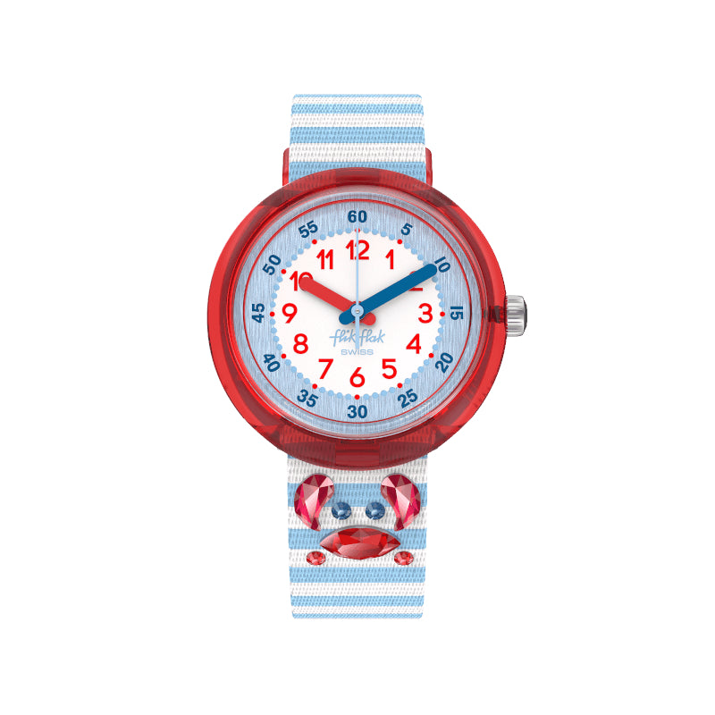 Orologio Bambino Swatch Flik Flak Shining Crab Azzurro Rosso ZFPNP143