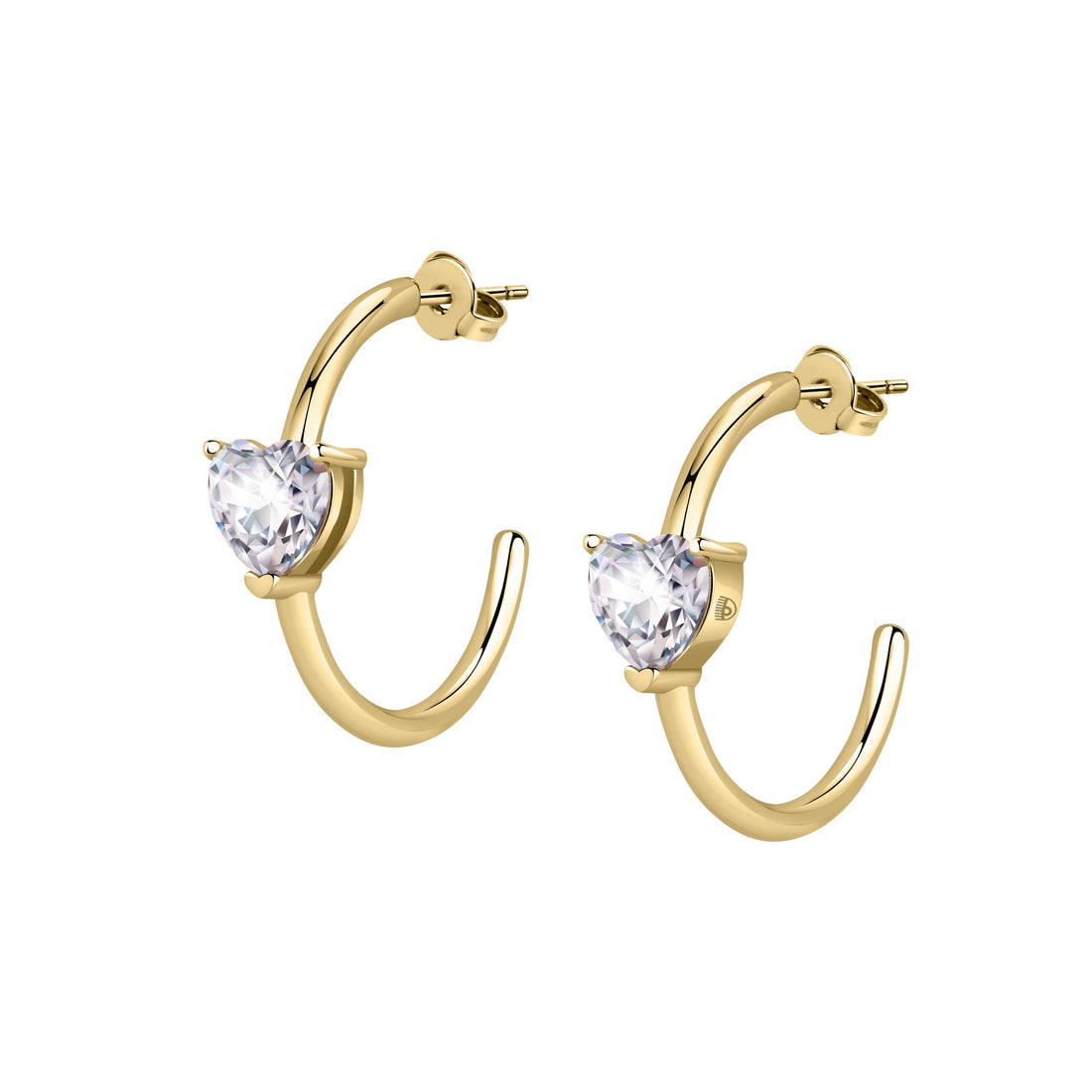 Orecchini Donna Chiara Ferragni Acciaio dorato Zircone Bianchi a forma di cuore