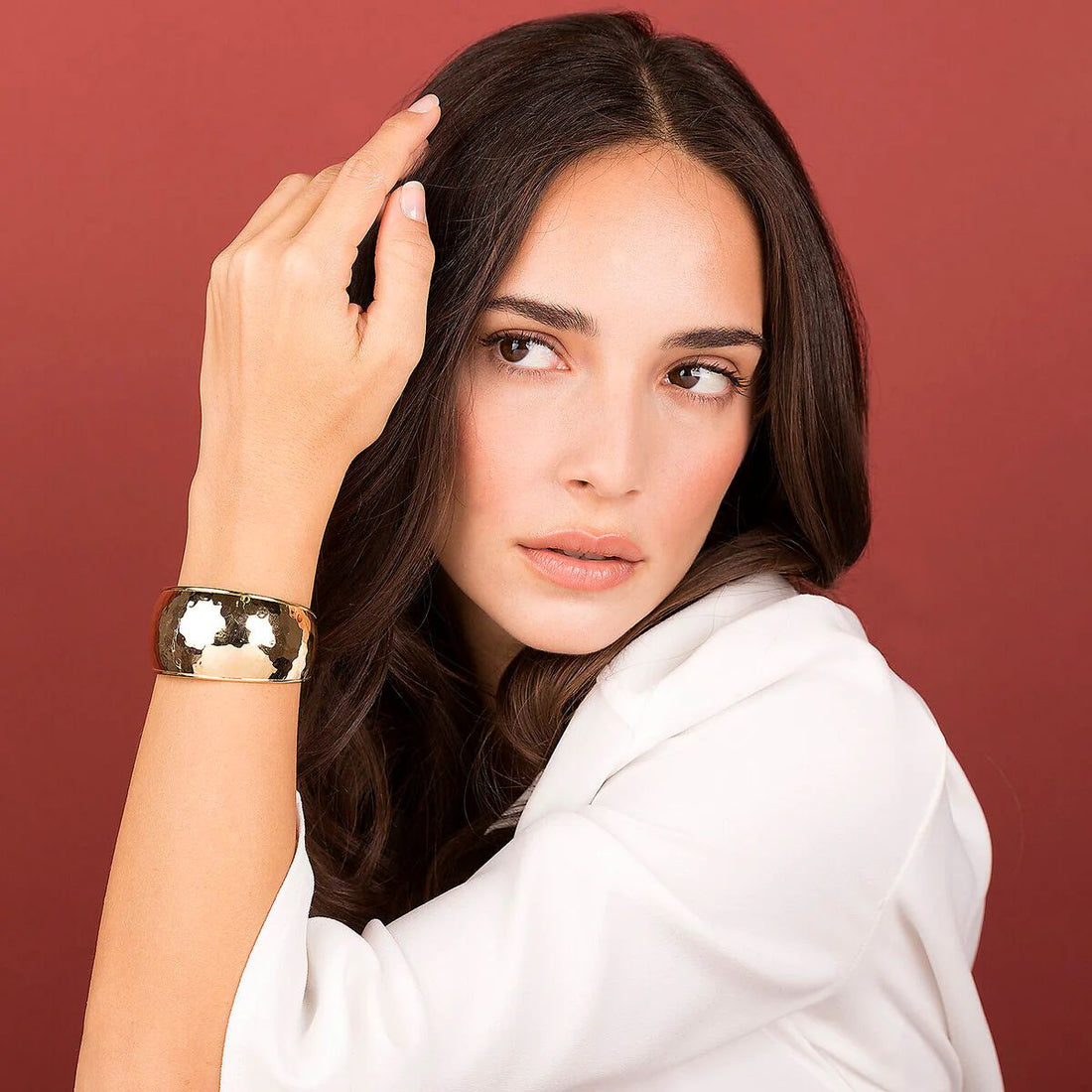 Bracciale Donna Etrusca Bronzo Dorato Fascione Martellato WSET00333.YG