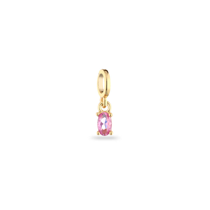 Ciondolo Donna Laura P. Argento Dorato 925 Pietra Fucsia Ovale PEN0237GF