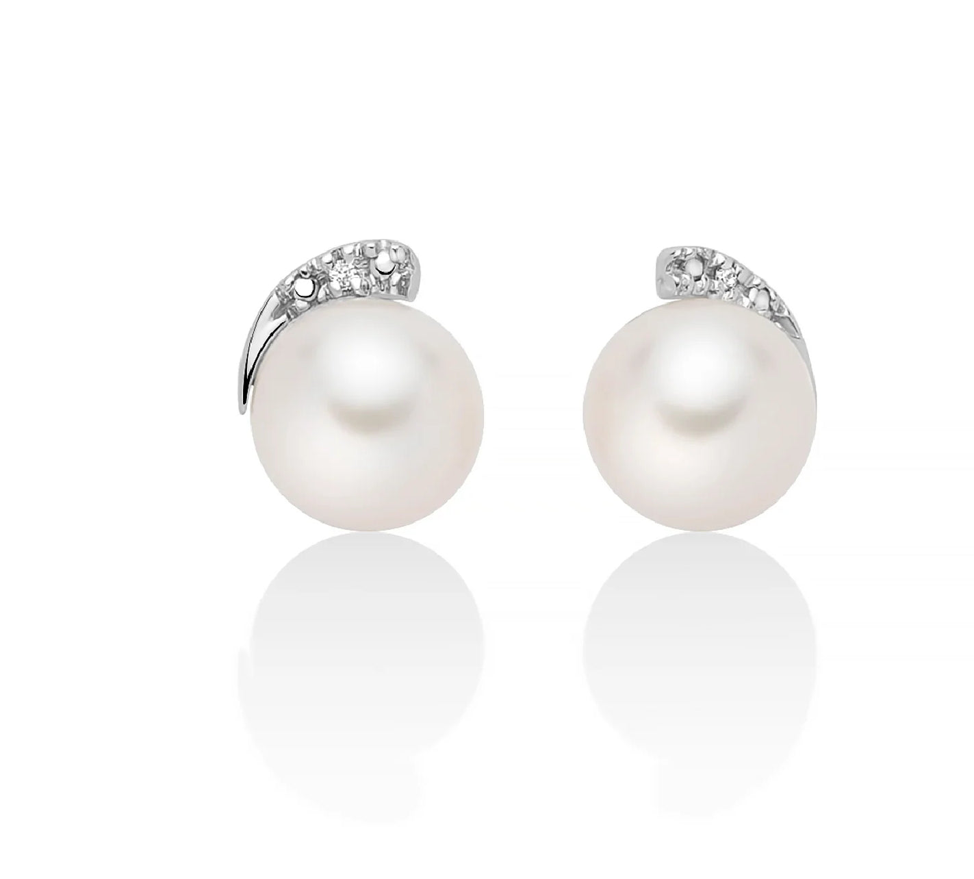 Orecchini Donna Miluna Oro Bianco 750 Perla 7,5-8 mm e Diamanti PER2752