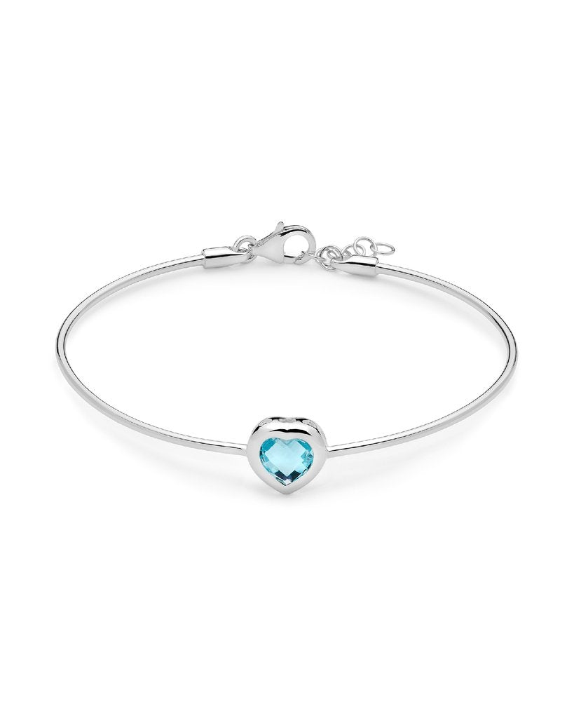 Bracciale Donna Rigido Miluna Argento 925 e topazio azzurro a cuore BRD926