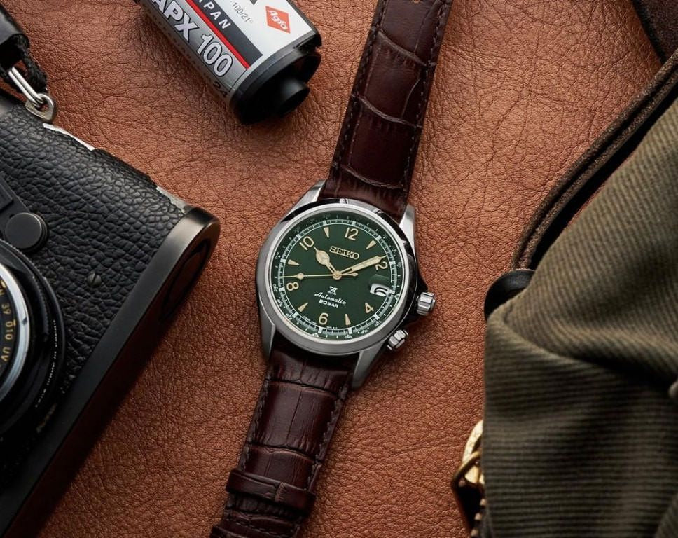Orologio Uomo Seiko Prospex Alpinist Automatico Pelle Acciaio Verde SPB121J1
