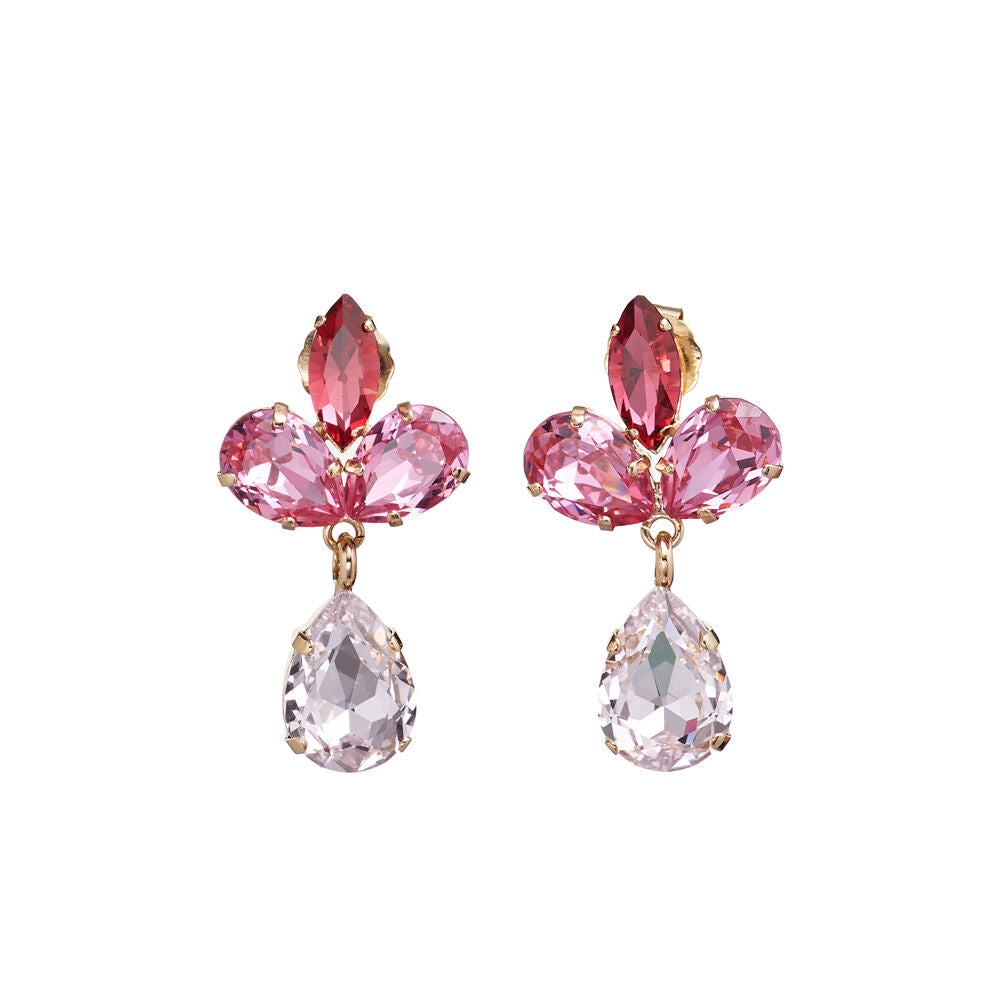 Orecchini Donna Ottaviani Bronzo Rosè A Lobo Zirconi Bianchi Rosa Fiore 500733O
