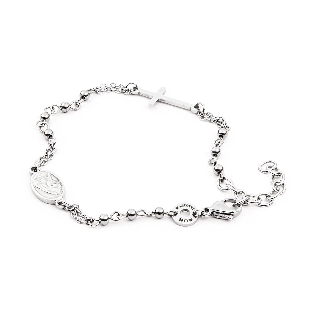 Bracciale Uomo Acciaio 4US Cesare Paciotti Rosario Biglia Liscia 4UBR4055