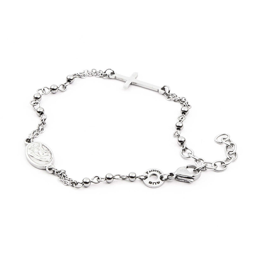 Bracciale Uomo Acciaio 4US Cesare Paciotti Rosario Biglia Liscia 4UBR4055