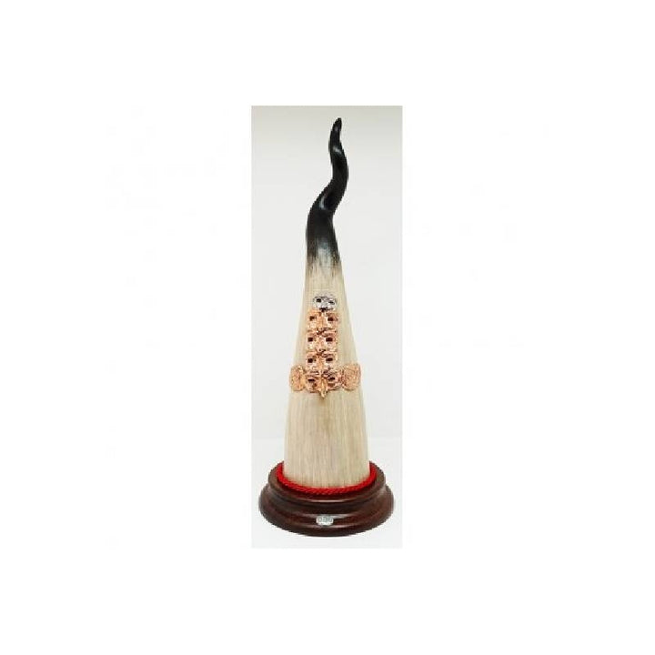 Corno Extra Arte Base Legno Terracotta Amuleti Argento