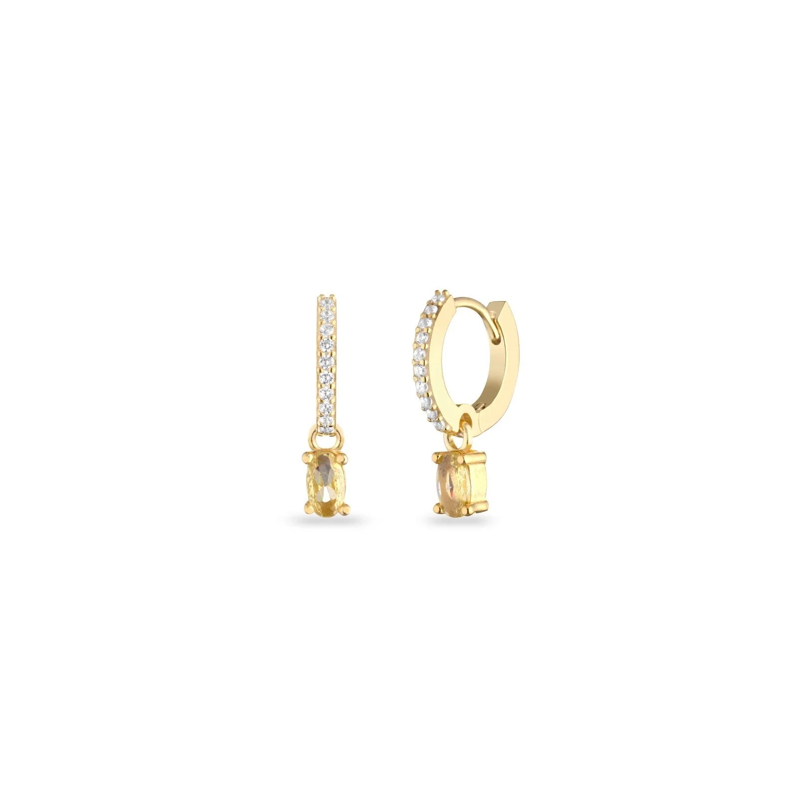 Orecchini Donna Laura P. Argento Dorato 925 Cerchio Zirconi Ovale Giallo OR0237GG
