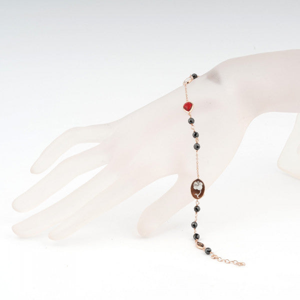 Bracciale Donna Cameo Italiano Argento 925 Argento Rosè Pietre BC16-R