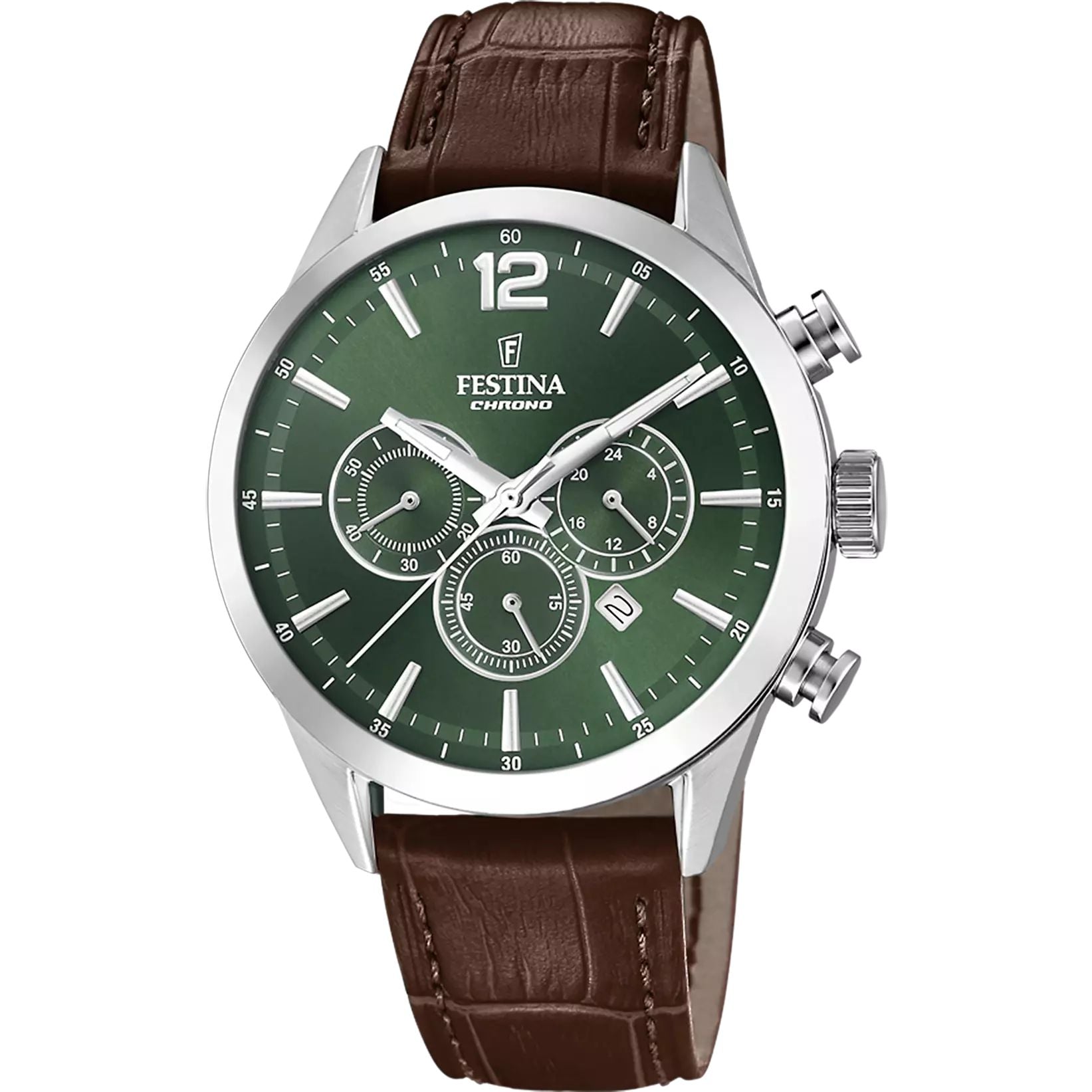 Orologio Uomo Festina Cronografo Verde Pelle Marrone F20542/8