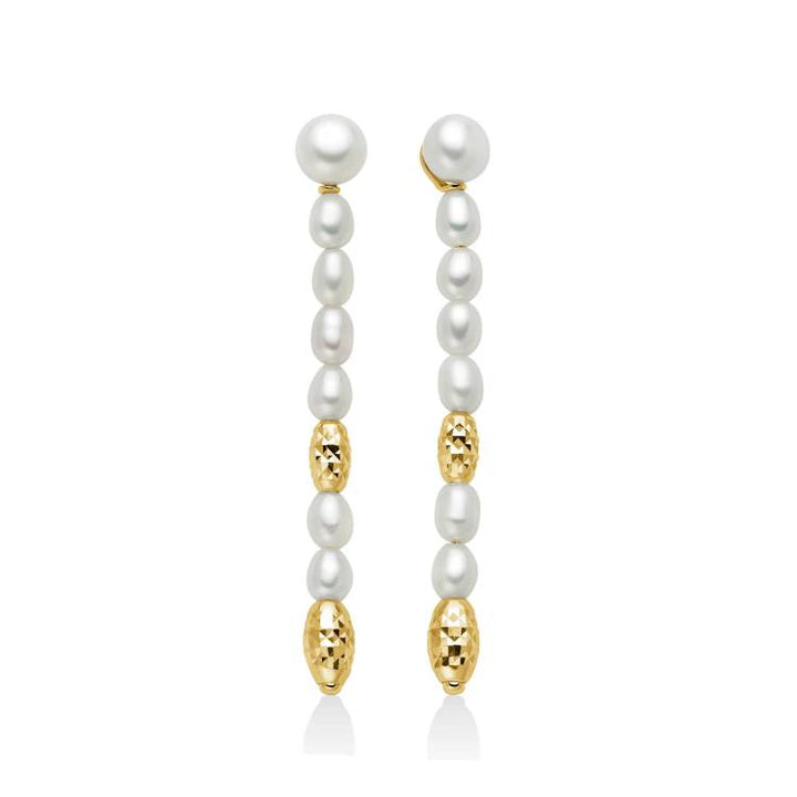 Orecchini Donna Miluna Argento Dorato Pepite Perle Pendenti PER2793G