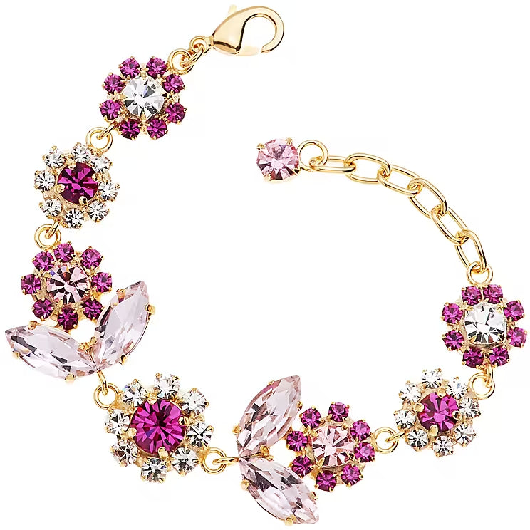 Bracciale Donna Ottaviani Bronzo Dorato Fiori Zirconi Bianchi Rosa 500646B