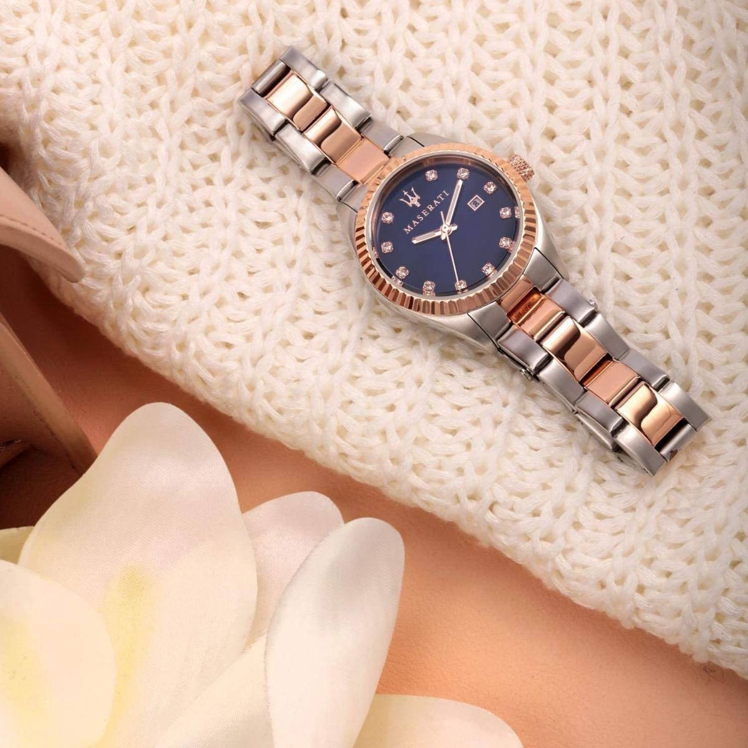 Orologio Donna Maserati Quarzo Solo Tempo Zirconi Acciaio Bicolore R8853100507