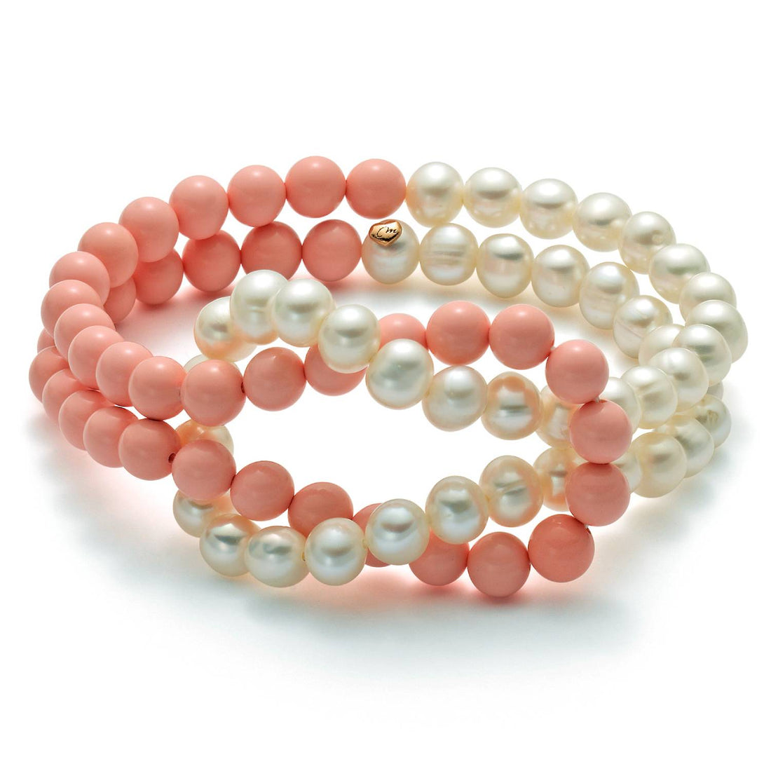 Bracciale Donna Elastico Miluna Agglomerato Corallo Rosa Intrecciato PBR2438