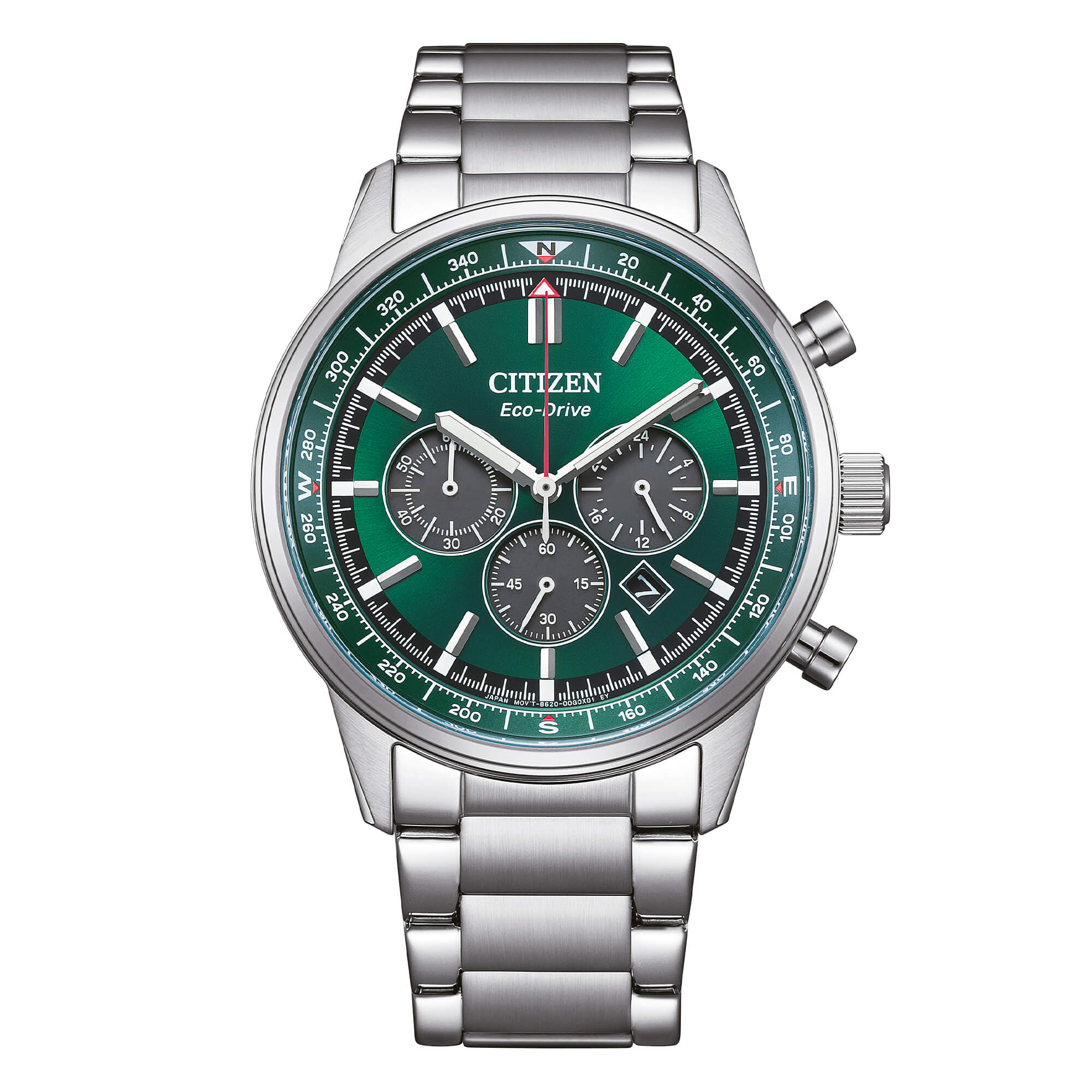 Orologio Uomo Citizen Verde Eco-Drive Cronografo Acciaio Data CA4720-52X