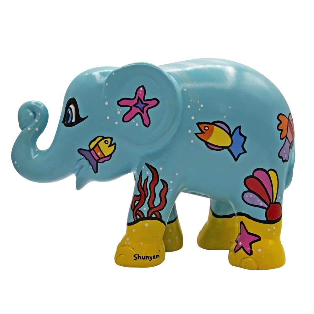 Scultura Elefante I Love Snorkeling 20 cm Resina Dipinto A Mano 8858831265332