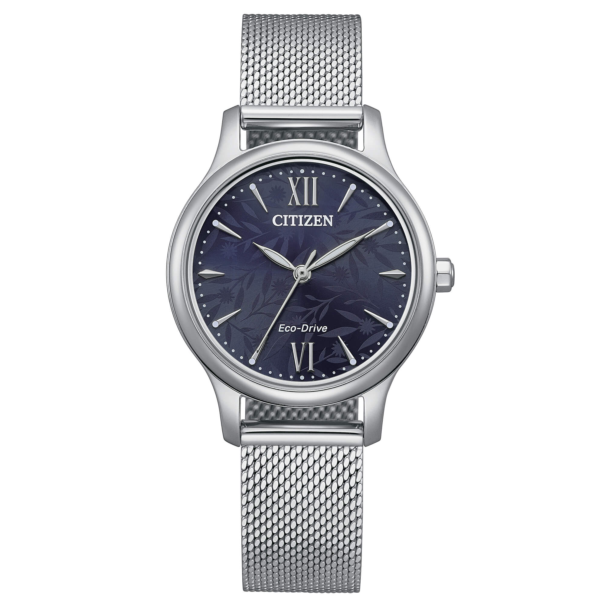 Orologio Donna Citizen Eco Drive Classic Acciaio Maglia Milano Blu Fiori EM0899-81L