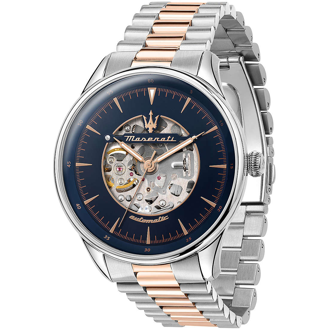 Orologio Uomo Maserati Automatico Acciaio Oro Rosa Quadrante Blu R8823146001