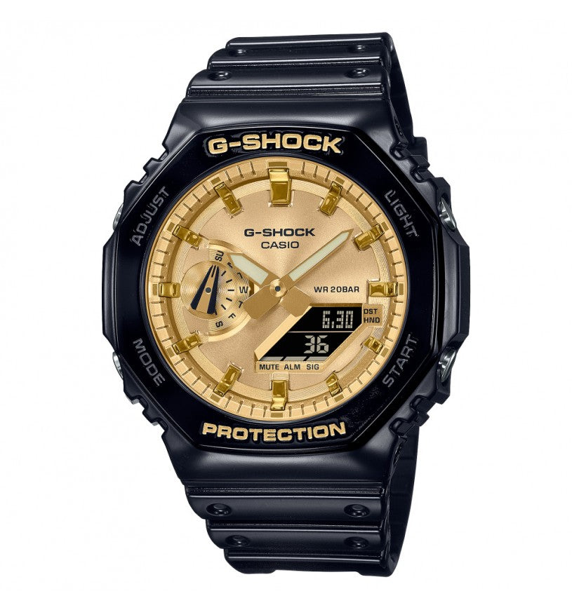 Orologio Uomo Casio G-Shock Analogico Digitale Nero Lucido Dorato GA-2100GB-1AER