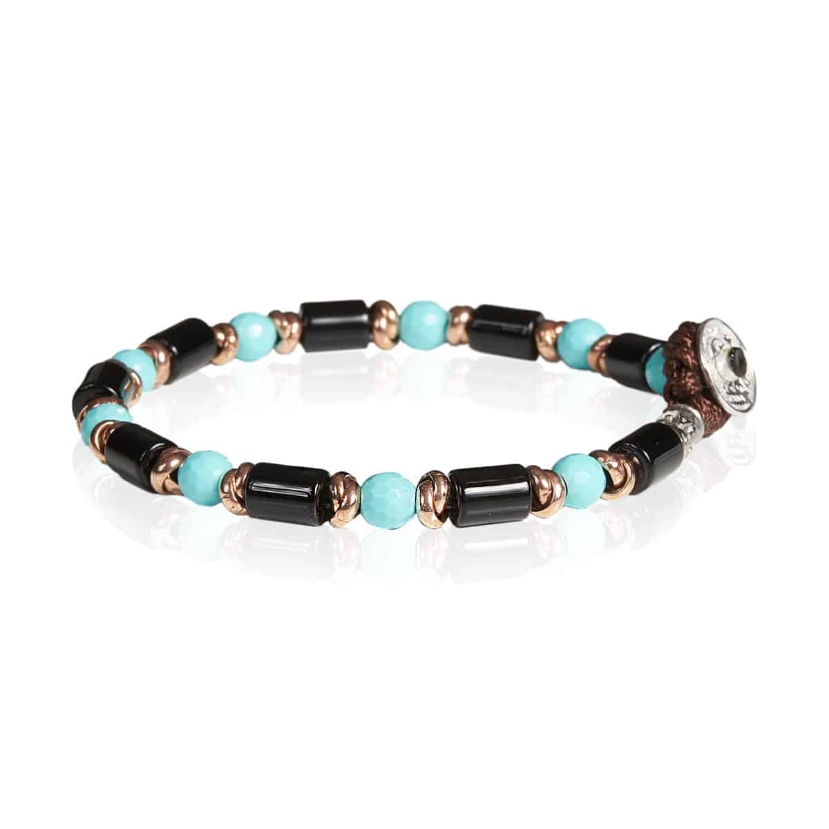 Bracciale Unisex Gerba Argento 925 Ceramica Onice Nero Turchese FASHIONABLE 02