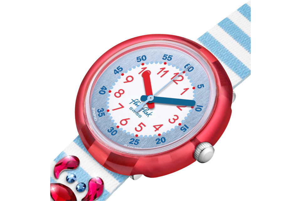 Orologio Bambino Swatch Flik Flak Shining Crab Azzurro Rosso ZFPNP143