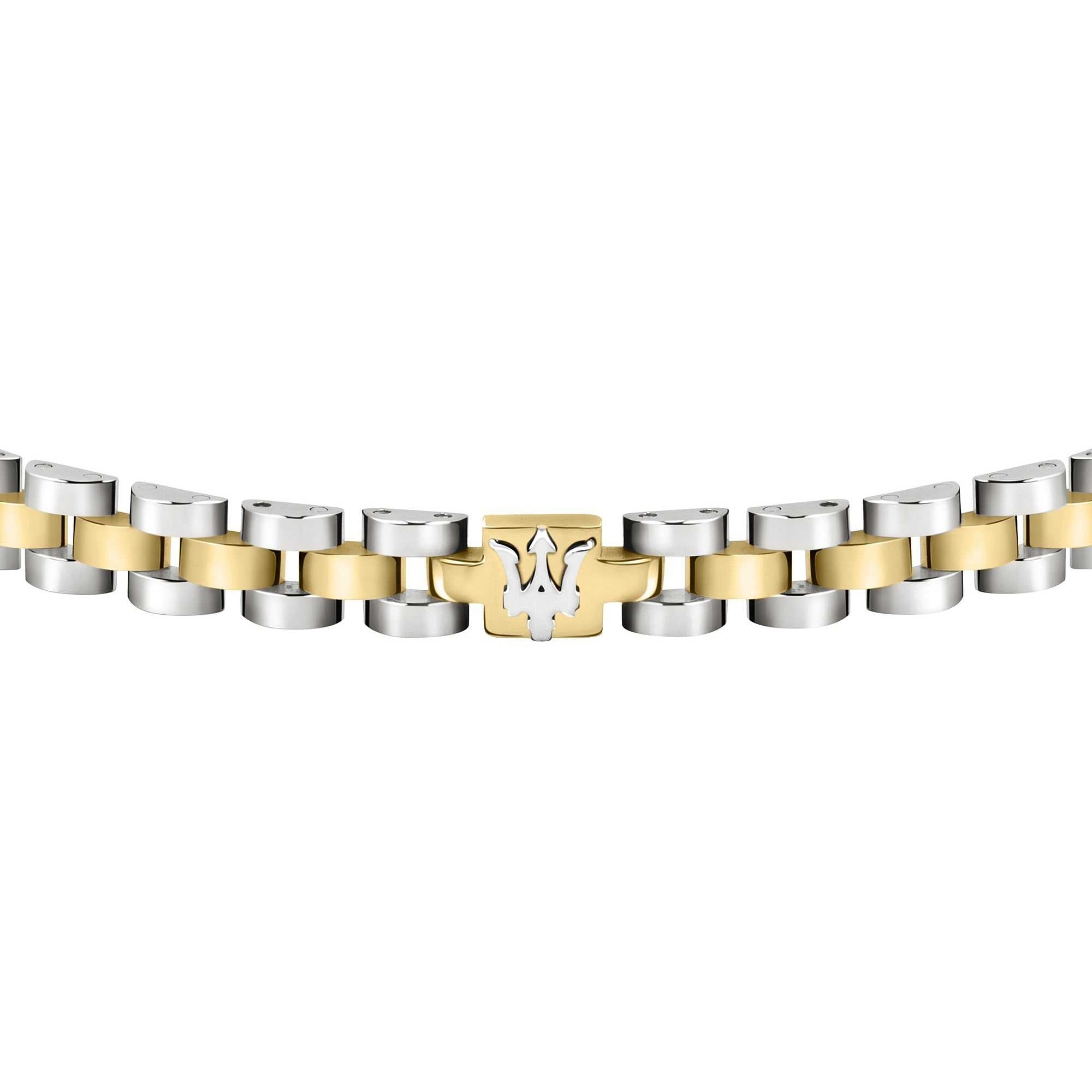 Bracciale Uomo Acciaio Maserati Logo Centrale dorato a maglia JM320AST09