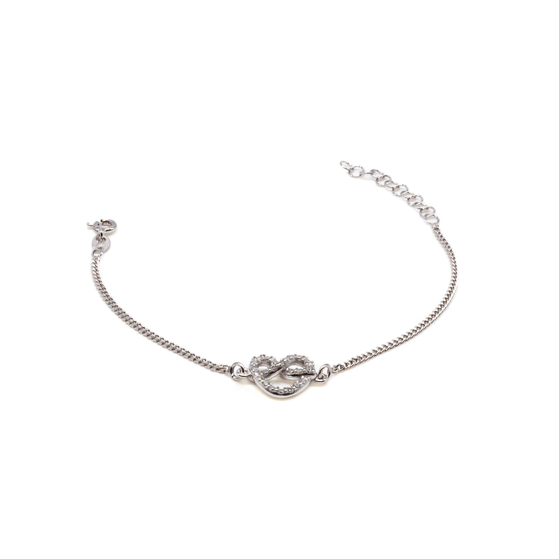 Bracciale Donna Re Mida Argento 925 Cuore Intrecciato Zirconi Bianchi B009