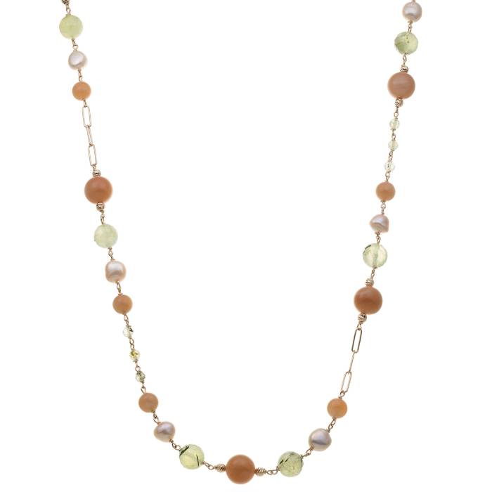 Collana Donna Mikiko Argento Dorato Perle Barocche Multicolor Pietra Di Luna MD7608A3FDMU910