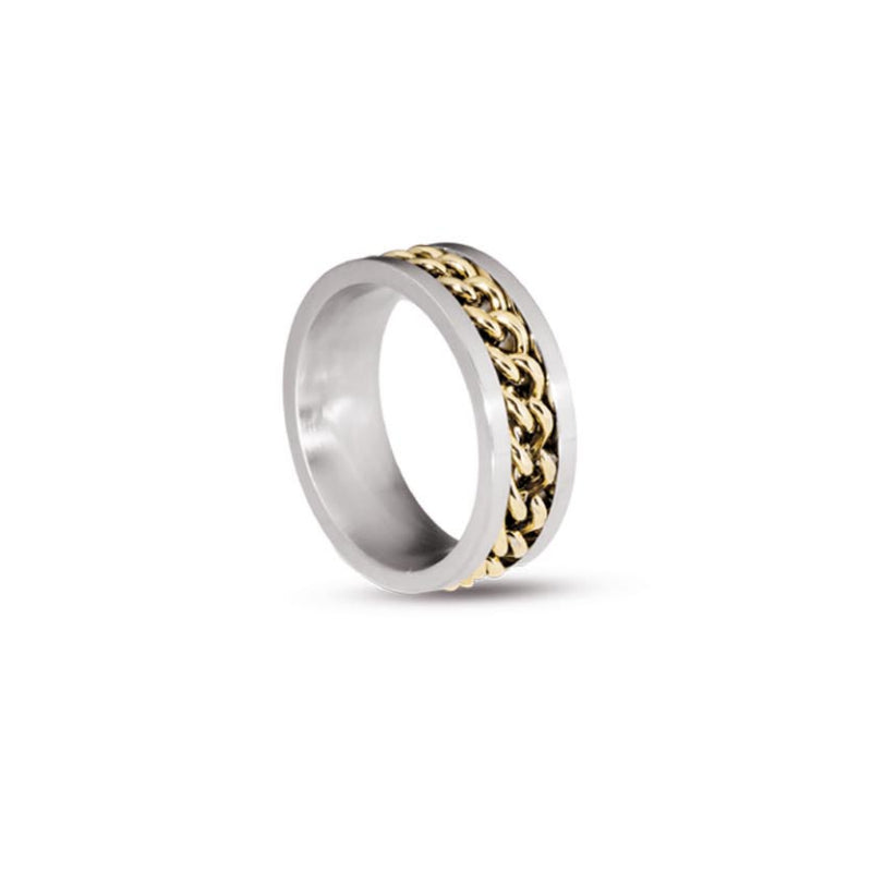 Anello Uomo Liu Jo Acciaio Bicolore Catena Intrecciata Misura 22 MLJ469M22